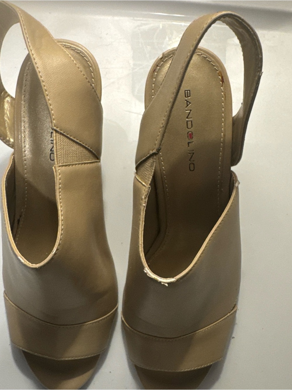 Bandolino Taupe Slingback Peep-Toe Sandals